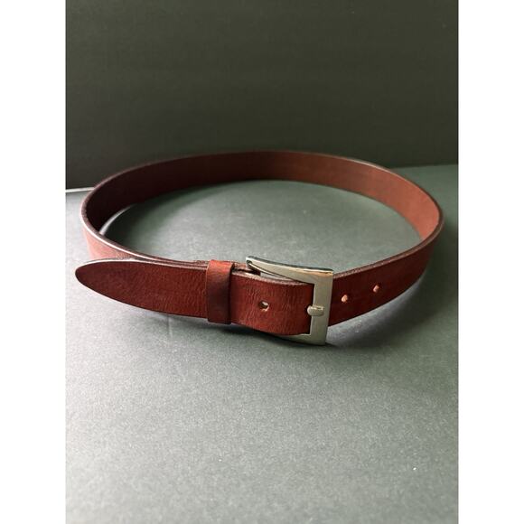 Soho Design Group Leather Belt Brown Size L Made In Italy Silver Buckle Career - Picture 1 of 9